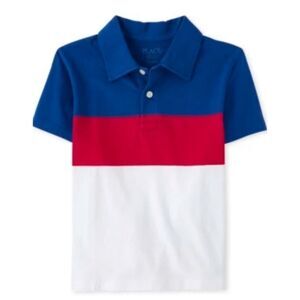 🚗 SALE! 5/$50 Big Boys LG (10-12) Red White & Blue Short Sleeve Polo